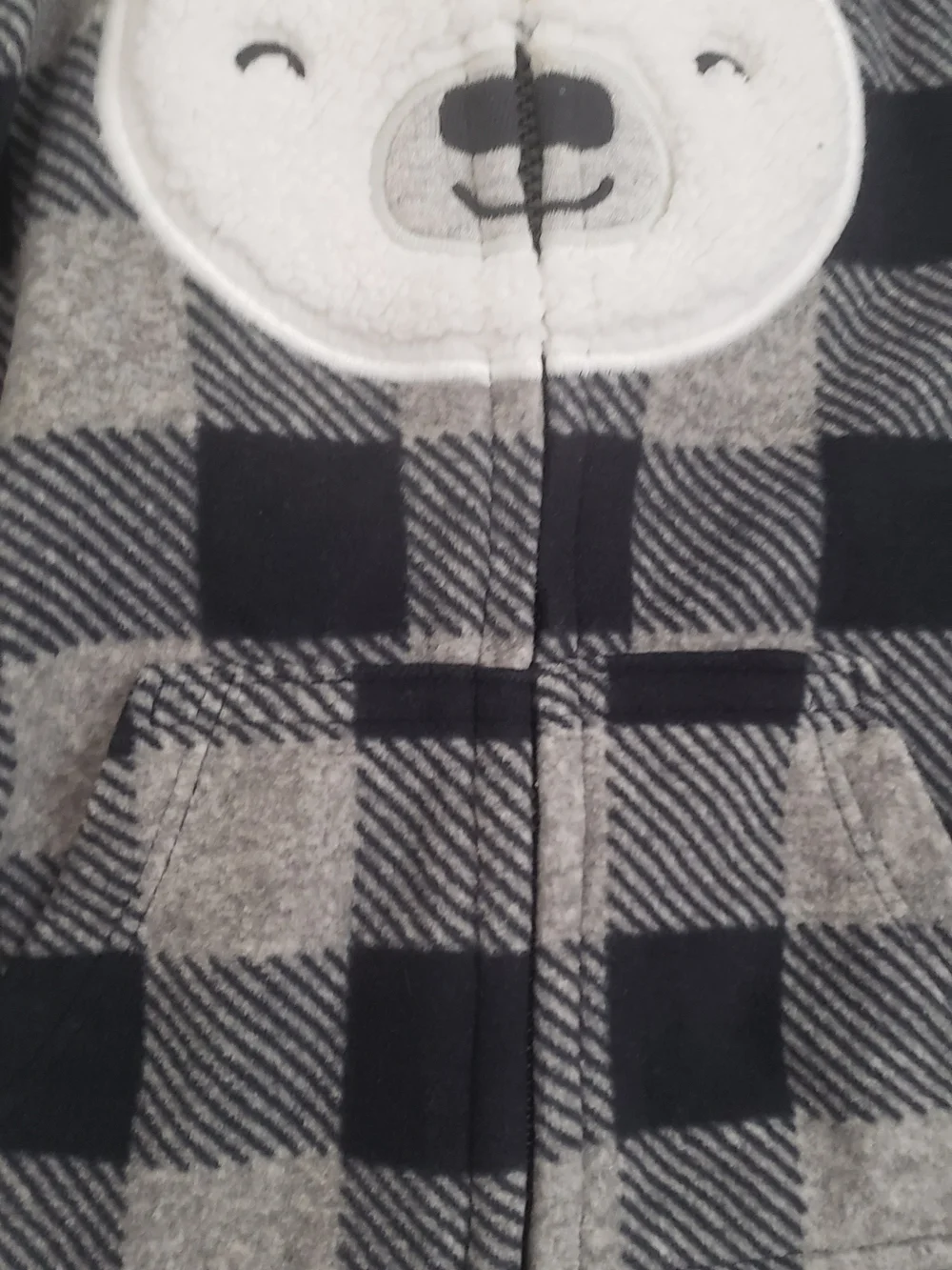 Carter's Hooded Fleece One-Piece in Black & Gray Plaid